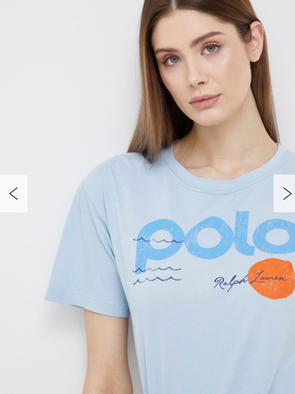 Ralph Lauren Pale Blue Graphic Short-Sleeve Tee with Orange Accent